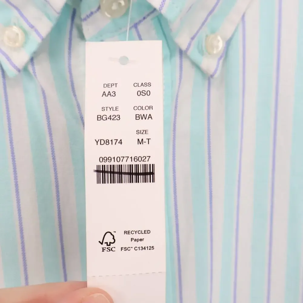 J.Crew Men's Classic Broken-in Organic Cotton Oxford Stripe Shirt Medium T NWT